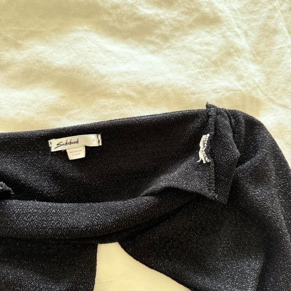 Subdued Black Shimmery Halter Tie Top Size Medium - Picture 3 of 3